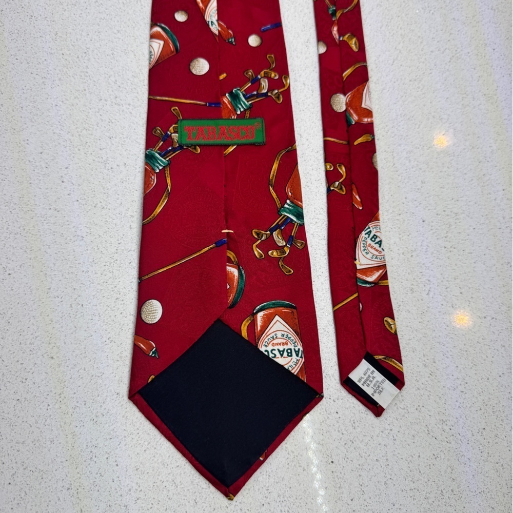 Vintage Tabasco Golf Red Silk Tie - Picture 5 of 7
